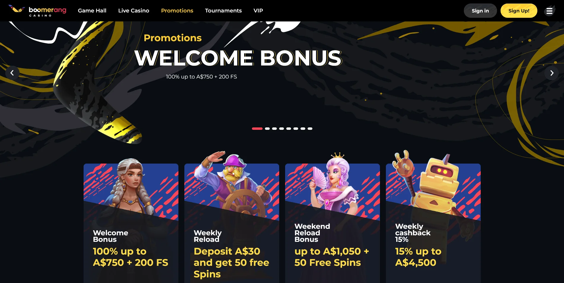 Bonos y promociones de Boomerang Casino