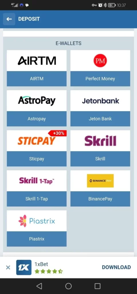 Métodos de pago disponibles