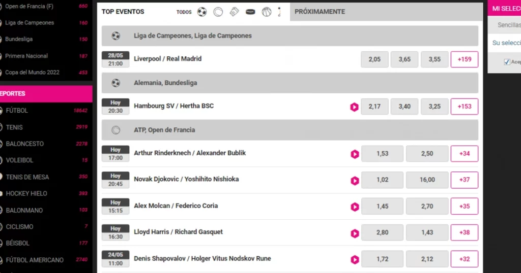 Apuestas en Vivo y Streaming Disponibles