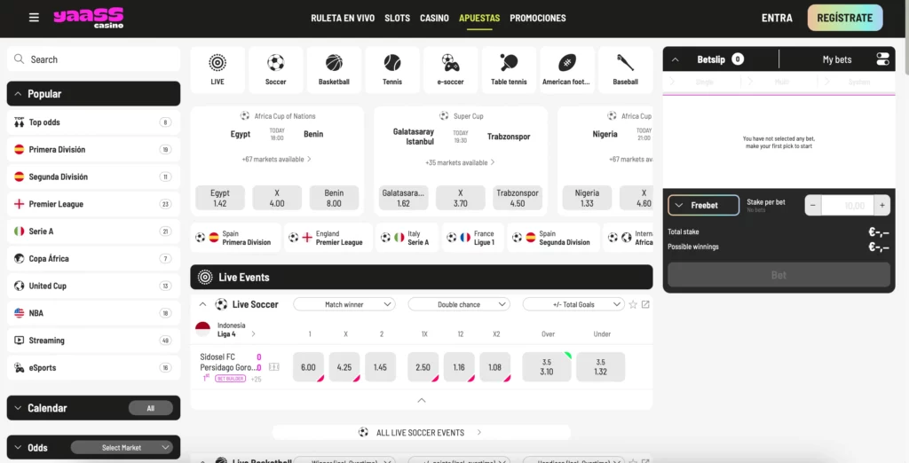 Apuestas en Vivo y Streaming Disponibles