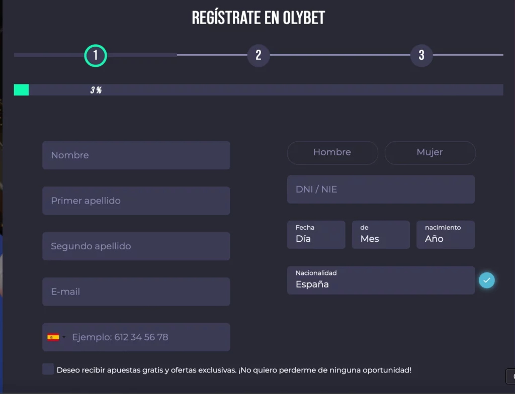 Registro OlyBet