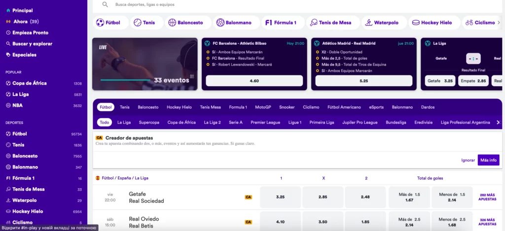 Apuestas en Vivo y Streaming Disponibles