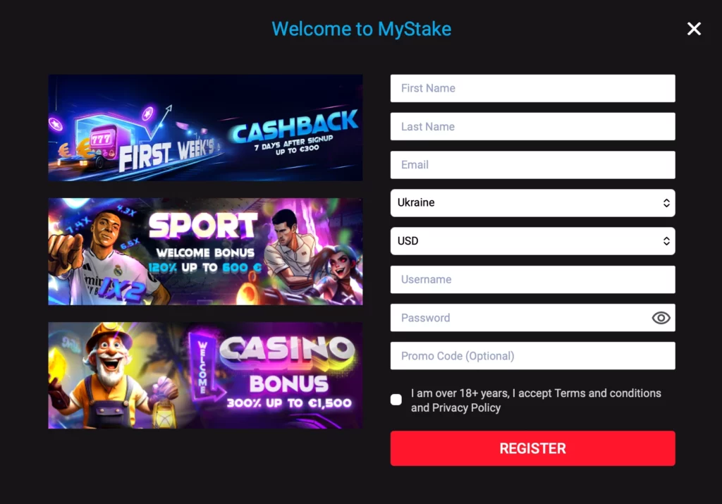 Registro Mystake Casino
